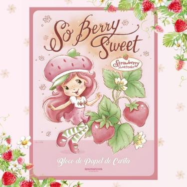 Imagem de Papel de Carta Caderno Colado Moranguinho 48 Folhas Decoradas c/ Cheirinho - Animativa