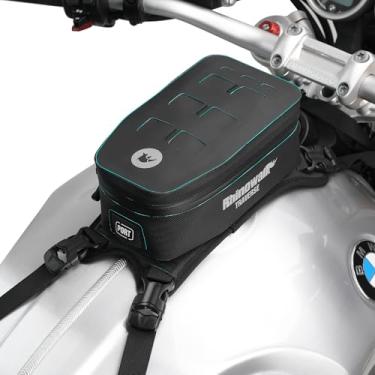 Imagem de Rhinowalk Bolsa para tanque de motocicleta, bolsa frontal à prova d'água de 2 L com forro removível, sistema MOLLE, organizador interno, logotipo refletivo, design de porta de carregamento