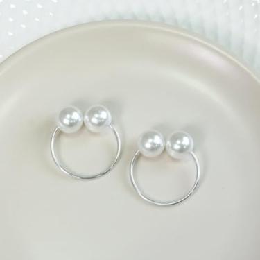 Imagem de Kit 50 Peças Anel para Guardanapo Pérola Dupla Grande 4x3cm Argola de Luxo para Mesa Posta Decorativa em Casamentos, Festas e Restaurantes