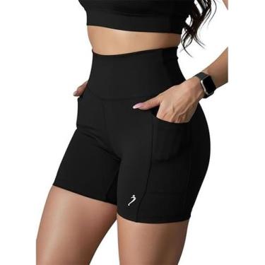 Imagem de Short Com Bolso Feminino Compressão Para Corrida Academia Drisheer, Pr