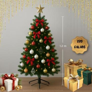 Imagem de Árvore De Natal Pinheiro Premium Luxo 1,20cm 220 Galhos Slim Ocupa Pou