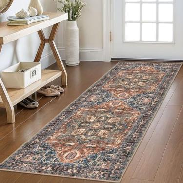 Imagem de KOZYFLY Corredores para corredores de 6 x 1,5 m lavável tapete de corredor de cozinha boho para entrada interior impresso oriental lã sintética tapete corredor para quarto cozinha hall, vermelho/azul