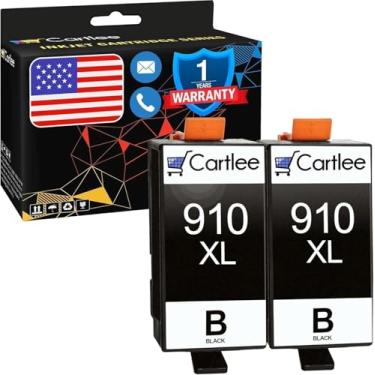 Imagem de Cartlee 2 cartuchos de tinta compatíveis de substituição para HP 910 XL cartuchos de tinta 910XL para impressoras HP Officejet Pro 8025 8022 8020 8028 8030 8025 8035-2 preto combo