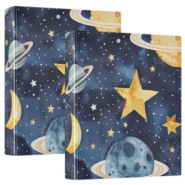 Imagem de Fichário de três furos em aquarela com planeta, fichário de 3 cm com papel A4, fichário prático para planejamento de casamento, pacote com 2