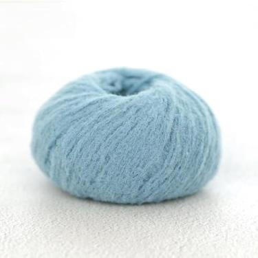 Imagem de Bolas de fio de feltro de lã sintética - suprimentos de crochê e tricô para grampos de cabelo, bolsas feitas à mão e kits de artesanato (azul)