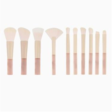 Imagem de Conjunto de 10 pincéis de maquiagem rosa pêssego rosa 10,6 cm corretivo macio sem costura portátil conjunto de pincéis cosméticos para viagem
