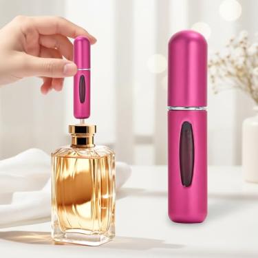 Imagem de Mini perfume recarregável, atomizador de perfume recarregável, frascos de spray, portátil para viagens, férias, atividades ao ar livre e negócios (5 ml), Vermelho rosa, 1 peça