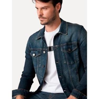 Imagem de Jaqueta Calvin Klein Trucker Stoned Denim Azul Escuro-Masculino