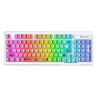 Imagem de ZIYOU LANG M95 Transparent Membrane Keyboard,Clear PBT Keycaps,Wired Gaming Keyboard with Side Light bar,16.8M RGB Backlit,94 Silent Keys with Mechanical Feeling,26-Key Anti-ghosting,for Mac/Pc,White