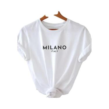 Imagem de Camiseta Casual Feminina Com Estampa, Gola Redonda, Manga Curta, Roupa