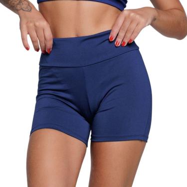 Imagem de Short Básico de Academia Suplex Liso Vekyo Cintura Alta Treino Fitness Feminina-Feminino
