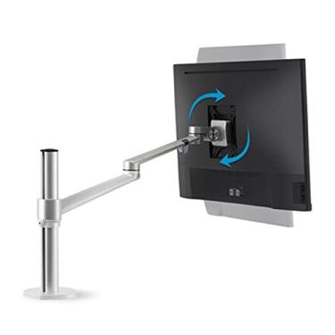 Imagem de OL-1 Suporte de mesa LCD de braço duplo de alumínio de 10-32 polegadas, inclinação, rotação 360, suporte de mesa para monitor Vesa 75 100, suporte giratório para computador (cor: com adaptador) (prata