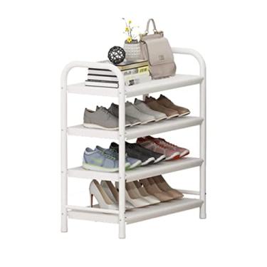Imagem de Sapateira moderna, 4 níveis, sapateira de metal, multiuso, suporte para sapatos, armários de corredor, prateleira de sapatos, pequena, organizador de armazenamento de sapatos, requintado, bonito