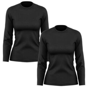 Imagem de Kit 2 Camisetas Feminina Manga Longa Proteção Solar UV-Feminino