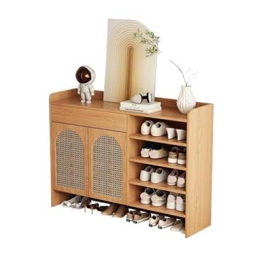 Imagem de VHDY85KA Armário de sapatos de porta de vime personalizado independente entrada de casa armário de sala de estar varanda de madeira contra armazenamento de parede, casa de fazenda de 120 cm