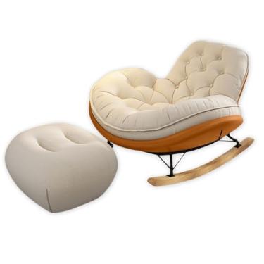 Imagem de Cadeira de balanço interna com descanso para os pés – Cadeira de braço aconchegante e conjunto otomano para quarto, enfermagem, sala de estar – Cadeira de leitura confortável cor