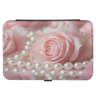 Imagem de Burbuja Caixa de joias de viagem de rosas de dia dos namorados, presente para mulheres e meninas, estojo de joias portátil de couro PU organizador para brincos, anéis, colares e pulseiras