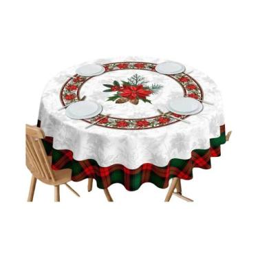 Imagem de Toalha De Mesa Redonda Impermeável Festiva De Natal Para Decoração De 