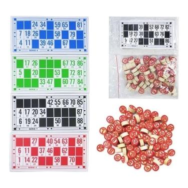 Imagem de Jogo De Bingo Com 90 Pedras Madeira Numeradas Cartelas Vispa