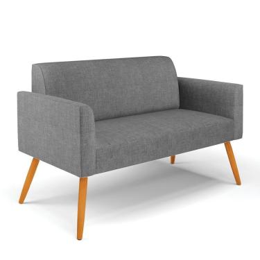 Imagem de Sofá Namoradeira Pés Palito Castanho Marisa Linho D03 - D\'rossi Cor A26 Grafite