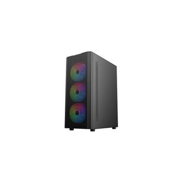 Imagem de Gabinete Liketec Hurricane, Frontal Mesh, Mid Tower, Lateral em Vidro, 3x Fan Rainbow - LC-AT-HURRICANE-3FR