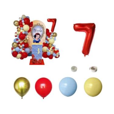 Imagem de Balões De Folha Princesa Branca De Neve Para Meninas, Conjunto De Núme