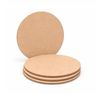 Imagem de Kit 4 Unidades Sousplat Bolacha Mdf Cru 35cm Madeira - Moveis C.