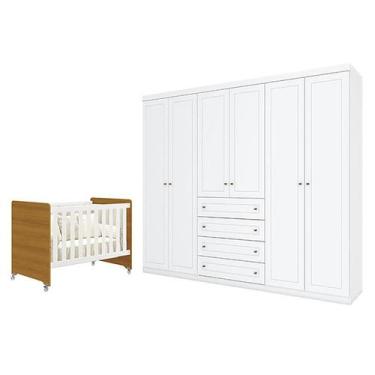 Imagem de Berço Americano Evolution 4 em 1 Branco Acetinado Savana e Guarda Roup