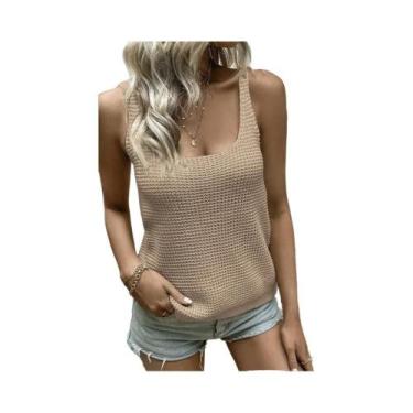 Imagem de Colete Feminino De Tricô Elegante De Verão Com Gola Redonda Grande, Se