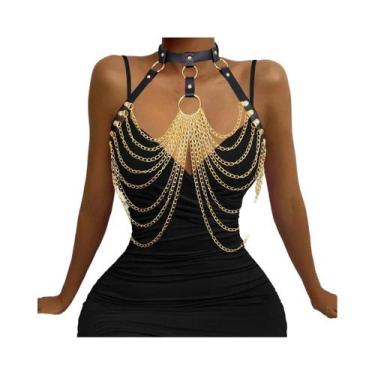 Imagem de Cinto Feminino Gótico Punk Preto Em Couro PU Com Franjas, Cinto Ajustá