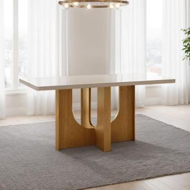 Imagem de Mesa de Jantar 6 Lugares Retangular 160cm Tampo Vidro/MDF de 4cm Dora 
