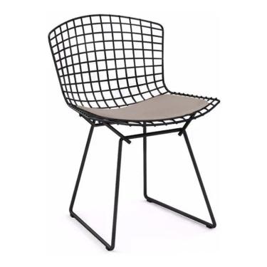 Imagem de Cadeira Bertoia Preta Com Assento Bege