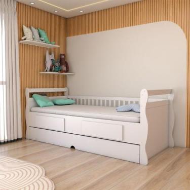 Imagem de Cama Infantil Bicama Tesouro 2 Gavetas 100% Mdf Branco - Panorama Móve