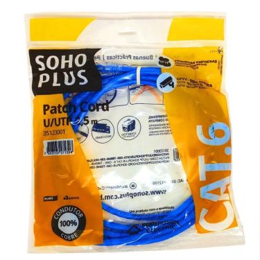 Imagem de Patch Cord U/utp Furukawa Sohoplus Cat6 Cmx t568a 2,5m Azul Claro Certificado