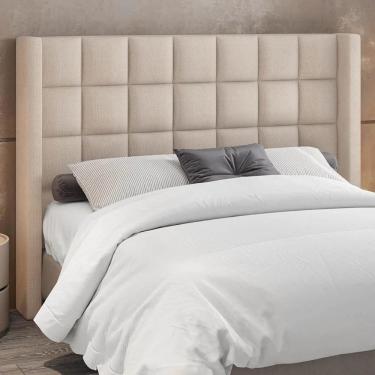 Imagem de Cabeceira Cama Box Casal 140cm Pisa Z37 Linho Bege Cru - Mpozenato