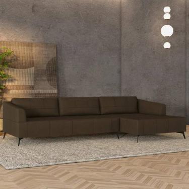 Imagem de Sofá 4 Lugares 286cm com Chaise Direito Eko Couro Capuccino Z55 - Mpozenato