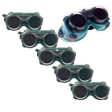 Imagem de Oculos De Solda Kit 5 Uni Protecao EPI Mascara Articulavel Dupla Lente Equipamento Profissional Para Soldador Com Filtro