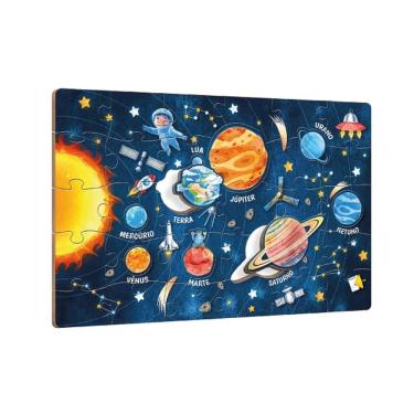 Imagem de Quebra Cabeça Em Madeira Viagem Ao Espaço 38 Peças - Pais e Filhos 792486