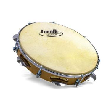 Imagem de Pandeiro 10 Torelli Tp300Nt Madeirado Pele Animal