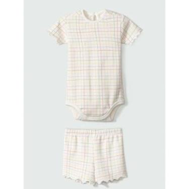 Imagem de Conjunto Bêbe Menina Body/Shorts Xadrez Off White Hering-Feminino