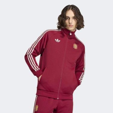 Imagem de Jaqueta Seleção Espanha 2026 Adidas Originals Masculina, Bordô, EGG