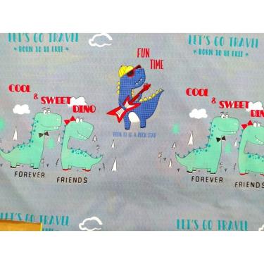Imagem de Kit Jogo de Lençol Solteiro Dino Friends 2 Peças 100% Poliéster Microfibra 170 Fios com Elástico Estampada OEM
