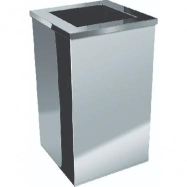 Imagem de Lixeira Quadrada em Aço Inox com Tampa Aro Aberta 50L Abertura Manual para Uso Comercial e Industrial Inox