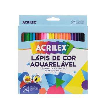 Imagem de Lápis de Cor Aquarelável Acrilex 09654 com Efeito Artístico Corpo Sextavado 24 Cores Vi...