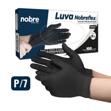 Imagem de Luvas Descartáveis TPE Nobreflex para Alimentos sem Pó Alta Sensibilidade Preto Nobre