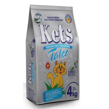 Imagem de Areia Gatos Higiênica Kets Talco Cinza 4kg
