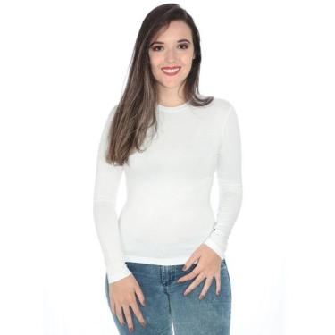 Imagem de Blusa Feminina Gola Careca Básica Manga Longa Branca - ANISTIA, M