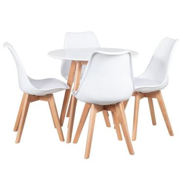 Imagem de Laraz, Mesa de jantar redonda 80 cm + 4 cadeiras Leda