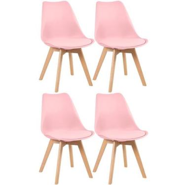 Imagem de Kit 4 Cadeiras Laráz Leda com Assento Estofado - Rosa claro - Laraz
