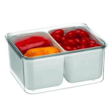 Imagem de Organizador De Geladeira 2,7L Tampa e Cesto Duplo Escorredor Legumes F